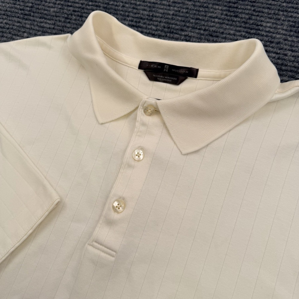 Y2K Tiger Woods Performance Polo Shirt Men's Size XL Cream Off White Vertical